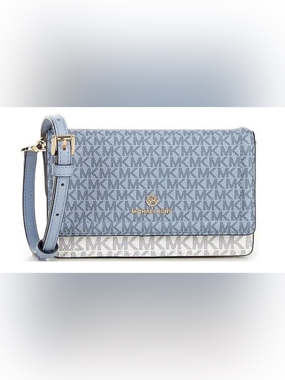 Michael Kors Jet Set Charm Small Phone Crossbody Bag Pale Blue Chambray